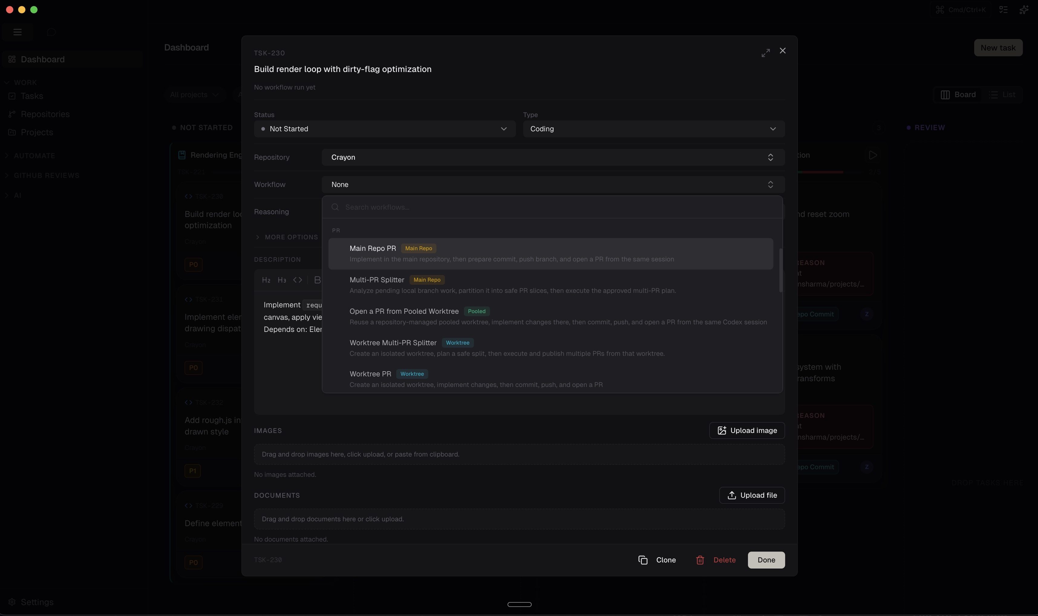 Zero task board view