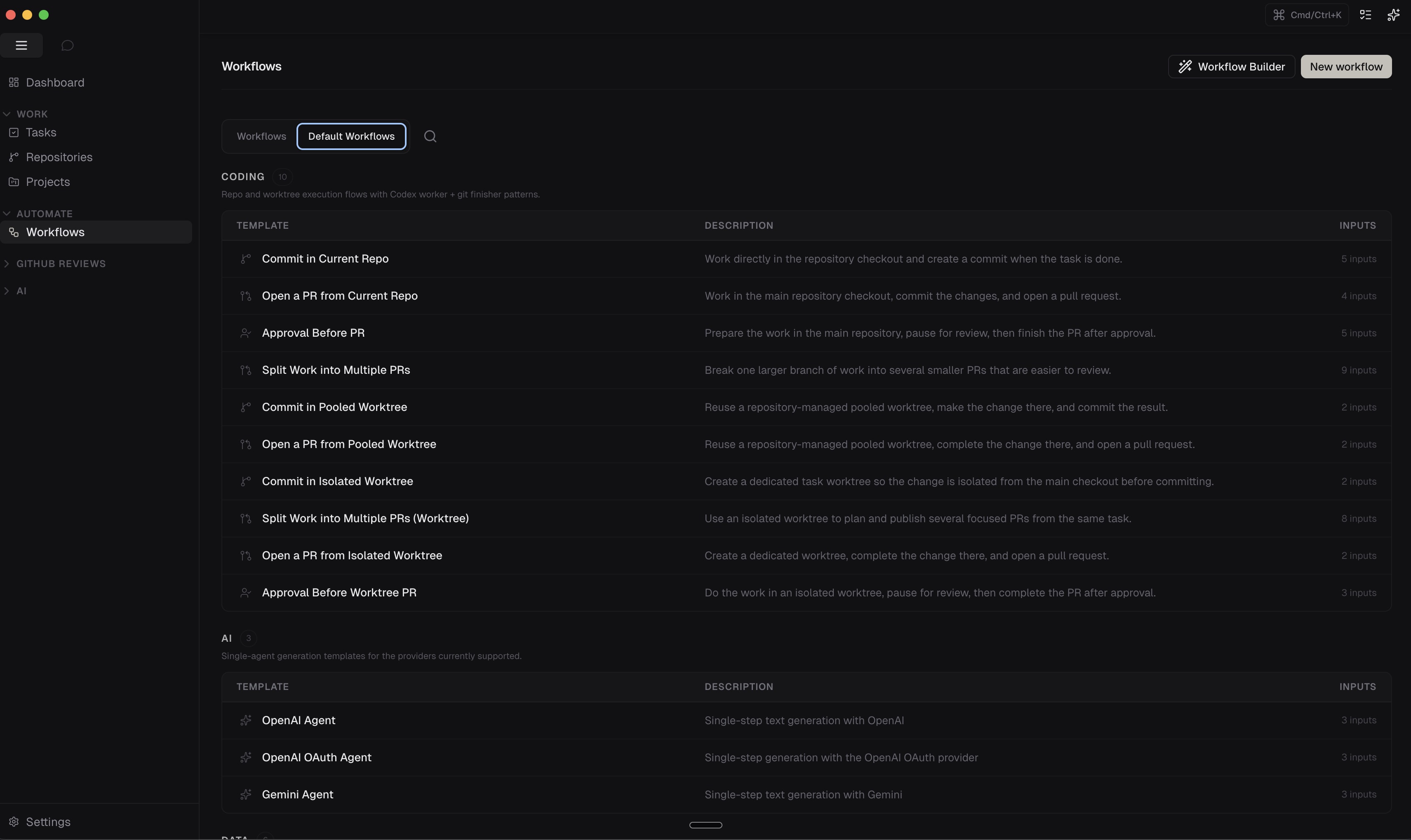 Zero workflow editor